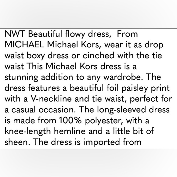 Michael Kors Foil Paisley Print V-Neck Tie Tiered Dress | X-Small | XS | Cream - Picture 13 of 16